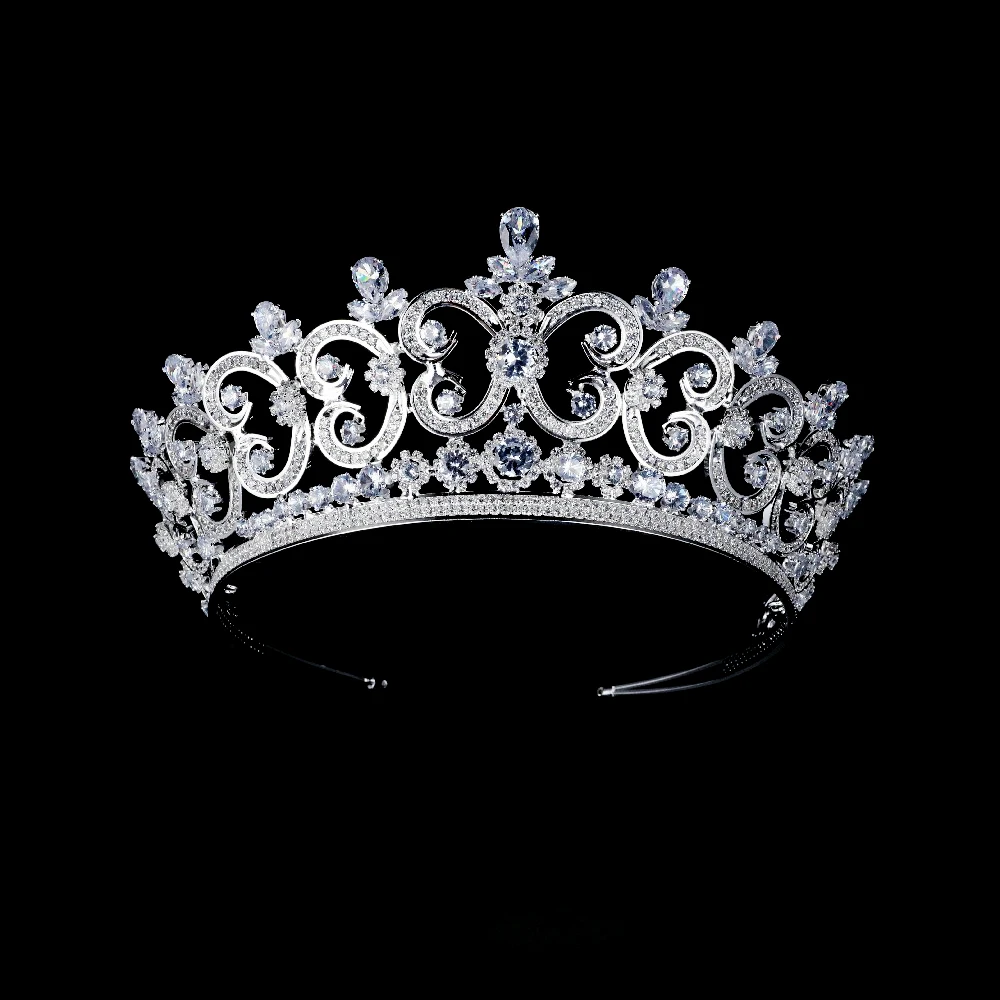 YCDZSWWL Elegant Cubic Zirconia Crowns Crystal Tiara Luxury Bride Diadema Hair Accessories for Birthday Pageant Prom Party