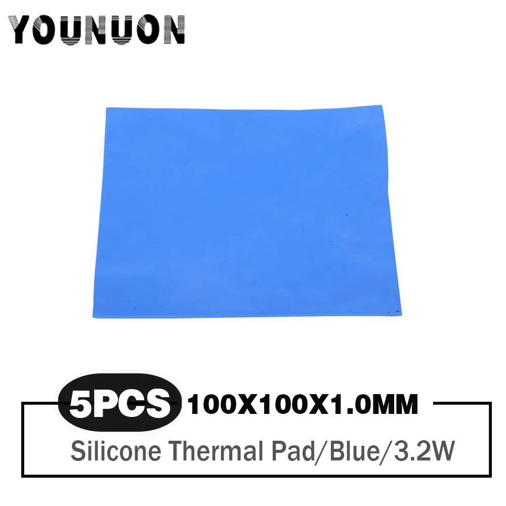 

5 Pieces 100*100*1mm Thermal Pad GPU CPU Heatsink Cooling Conductive Silicone Pad