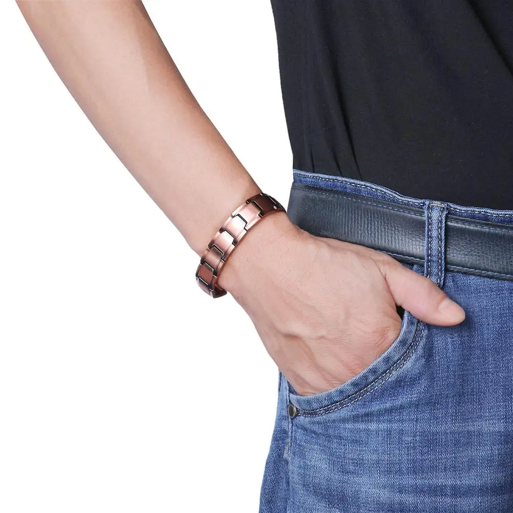 Men Bracelet Jewelry High Gauss 3000 Effective Powerful Magnetic Copper Bracelet Benefits For Healthy Hologram Bracelets bangle