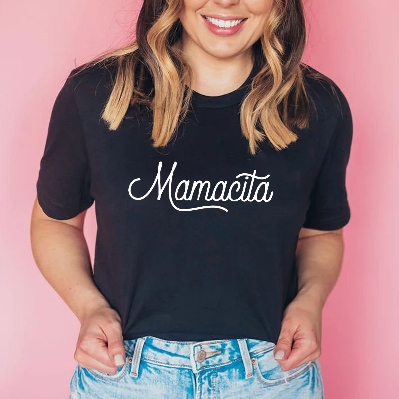 Mamacita 100% Cotton T-shirt Funny Mother's Day Gift Tshirt Women Short Sleeve Pregnant Announcement Top Tee Dropshipping