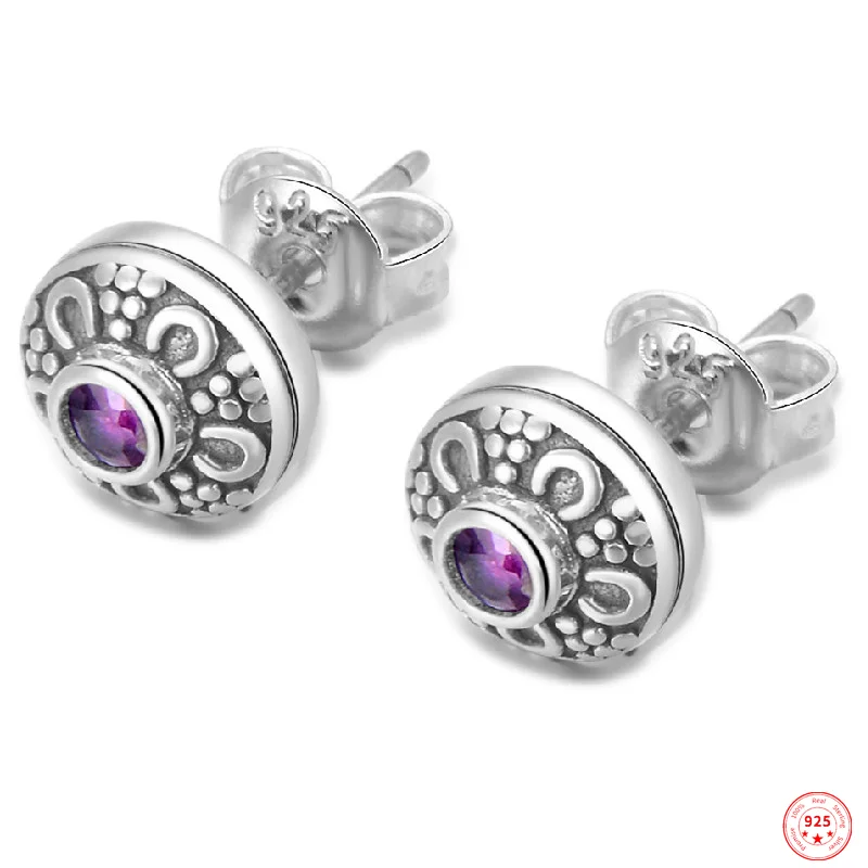 

Trendy S925 Sterling Silver Stud Earring 2022 New Popular Classic Retro Natural Ruby Pure Argentum Gem Jewelry for Women Lover