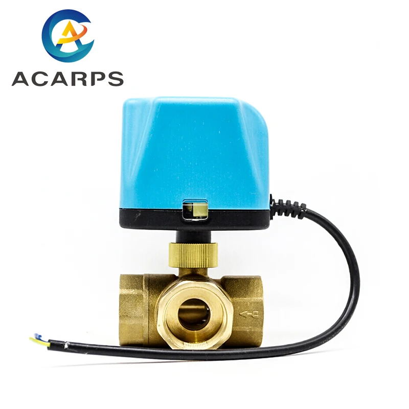 DN15 DN20 DN25 DN32 DN40 3 Way 220V 12V 24V 2-wire Brass Electric Ball Valve Normally Closed Motorized Ball Valve