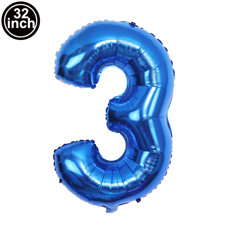 32 inch Number Balloon 3 Digit Balloons Three Green Globe Blue Figure 3nd Birthday Big Large Red Rose Golden Black Colorful