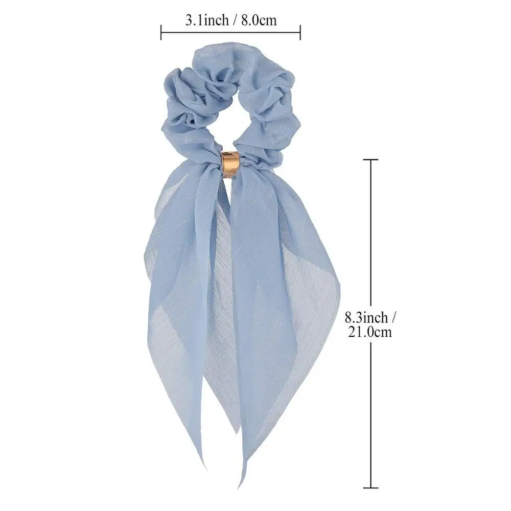 Chiffon Long Ribbon Bow Scrunchies Women Girl Ponytail Holder Scarf Hair Ties Elastic Hair Band Rope Headbands Hair Accessories