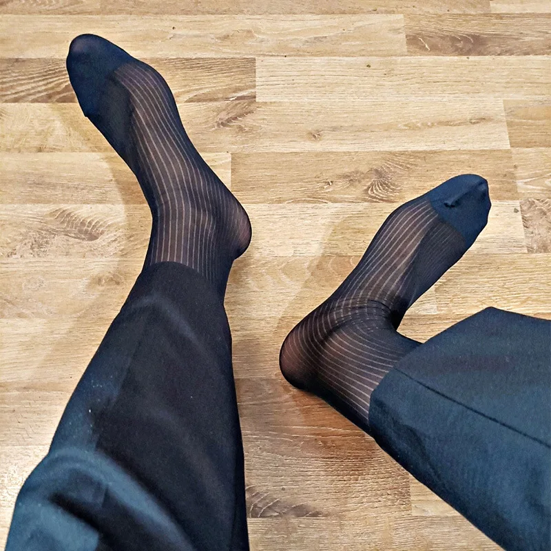 CLEVER-MENMODE Dress Tube Socks Men Sheer Stockings Ultra Thin Erotic Formal Wear Socks Man Sexy Transparent Business Socks