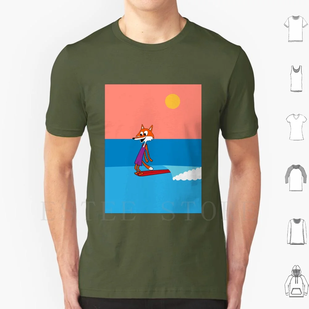Surfing Fox T Shirt Men Cotton 6xl Surf Fox Animal Surfing Wave Toes To The Nose What Does The Fox Say