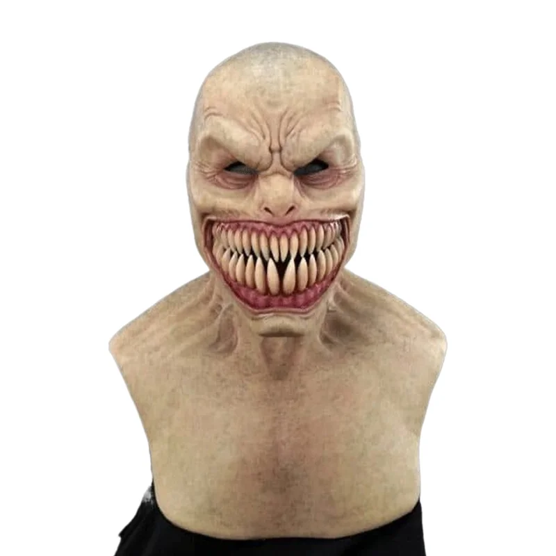 Horror Clown Mask Cosplay Creepy Monster Big Mouth Teeth Chompers Latex Masks Halloween Party Scary Costume Props Monster Masque