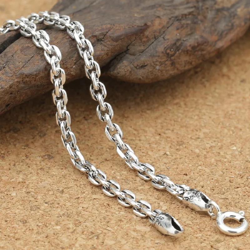 Pure Silver 3mm necklace S925 Sterling Silver Jewelry Square Men Women Necklace Chain 925 silver Round chain necklace