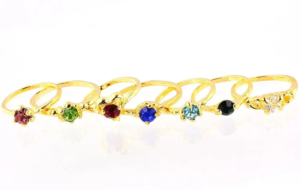 Wholesale Lots Job 20Pcs Crystal Rhinestone Gold Color Women Ring Engagement Wedding Party Gift Fashion Jewelry Free