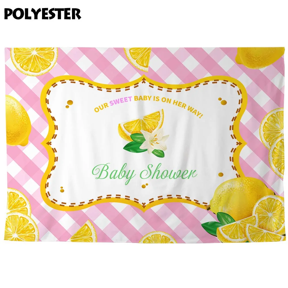 Funnytree photocall backdrop lemon baptism birthday lattice Frame summer photography background for photos photobooth photophone