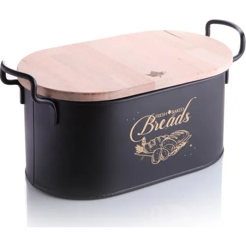 Kitchen Chef With Bamboo Lid Lux Metal Bread Bucket