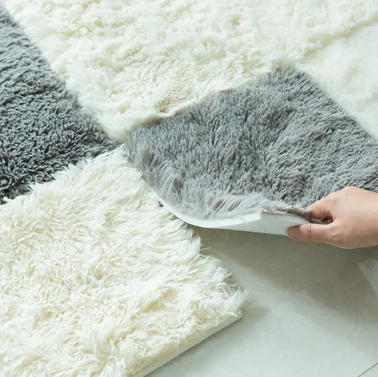 Long Plush Carpet for Bedroom Foam Floor Mat Stitching Room Floor Sponge 60/30cm DIY Puzzle Mat Long Hair Shaggy Carpet Area Rug