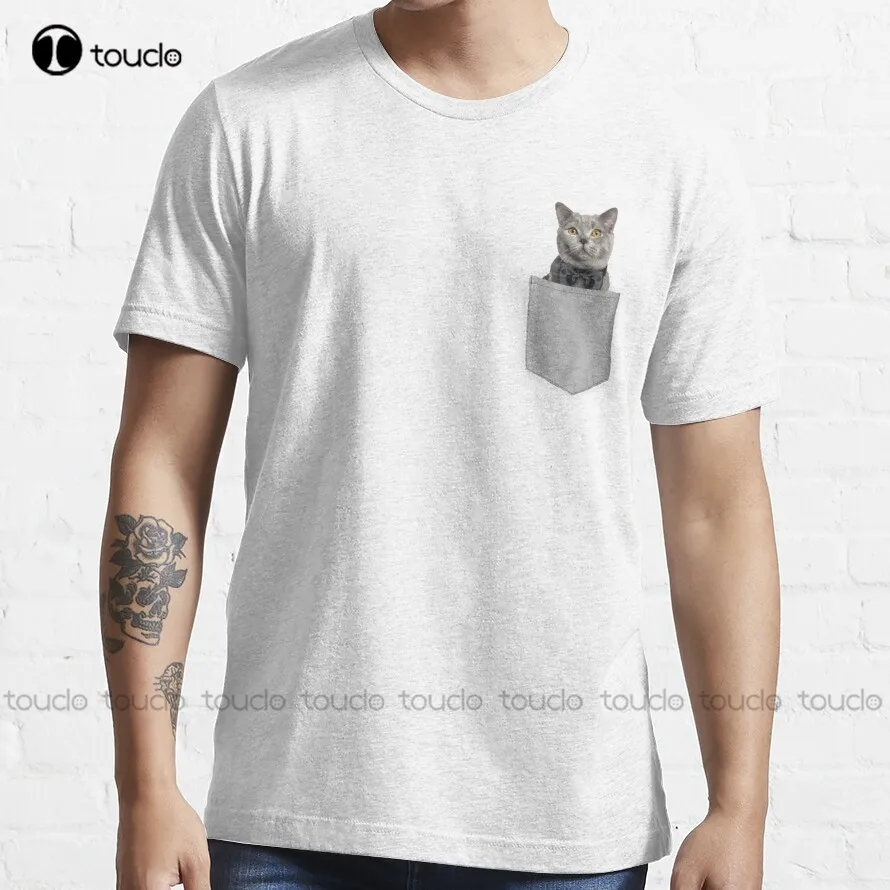 

Fluffy British Shorthair Cat In Pocket T-Shirt Tee Shirts For Men Custom Aldult Teen Unisex Digital Printing Tee Shirt Xs-5Xl