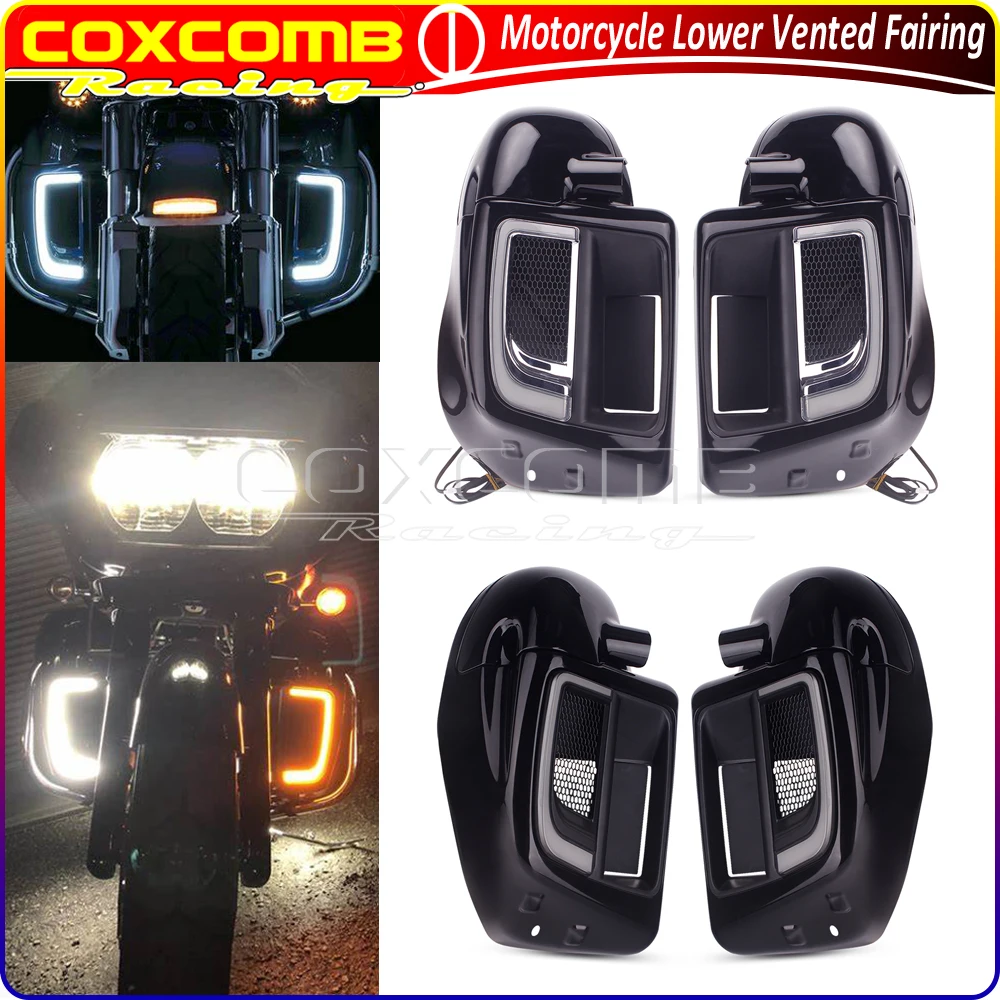 Motorcycle Lower Vented Gloves For Harley Touring Road King Freewheeler Electra Glide FLHT FLHTCU FLHTCUL LED Turn Signal Light 