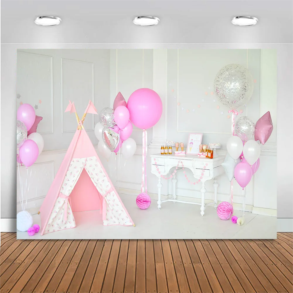 Mocsicka 1 생일 파티 베이비 샤워 배경 풍선 장식 베이비 포트레이트 사진 소품 케이크 스매시 사진 배경