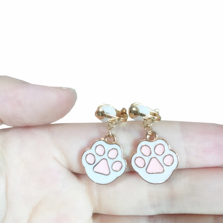 Cute Cartoon Bear Paw / fruit / ice cream Ear Clips Children Clip Earrings Girl Resin no Piercing earring for children kids