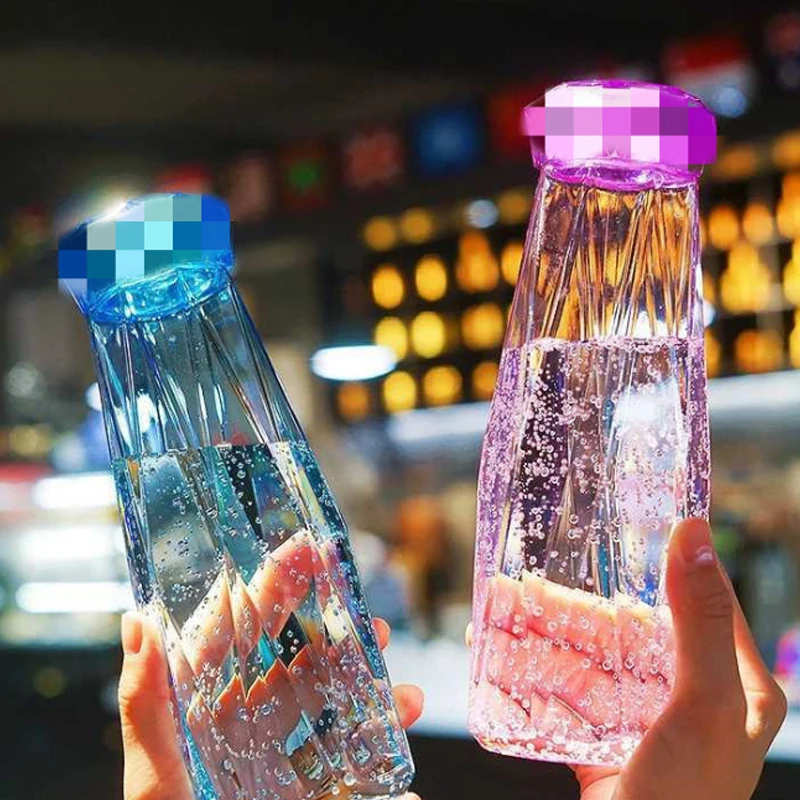 Garrafa de água de cristal de fada do diamante bap livre 420ml garrafa de vidro do esporte garrafa de água à prova de vazamento de agua garrafa de viagem ao ar livre para meninas