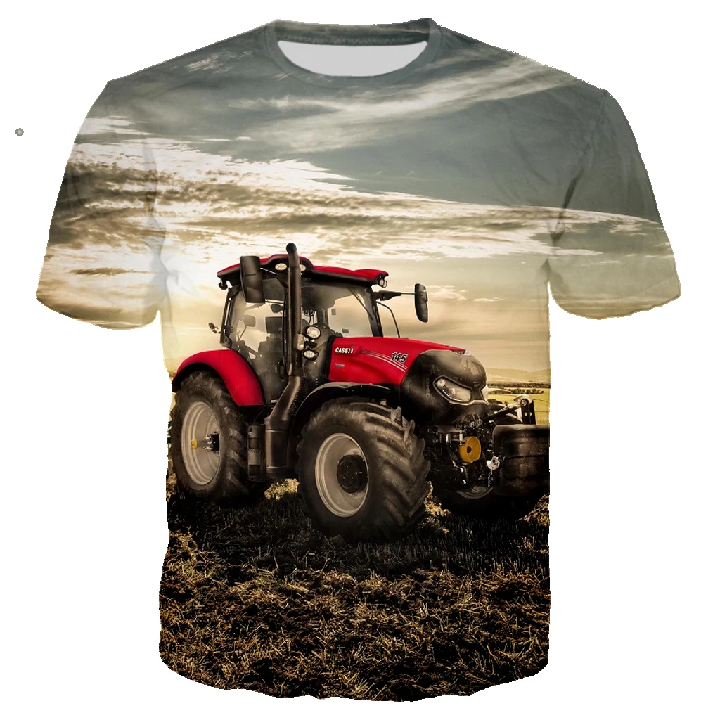 New Novelty Street T-shirt Tractor Truck 3d Printing Harajuku Breathable Sports Fashion Casual Short Sleeve Men's