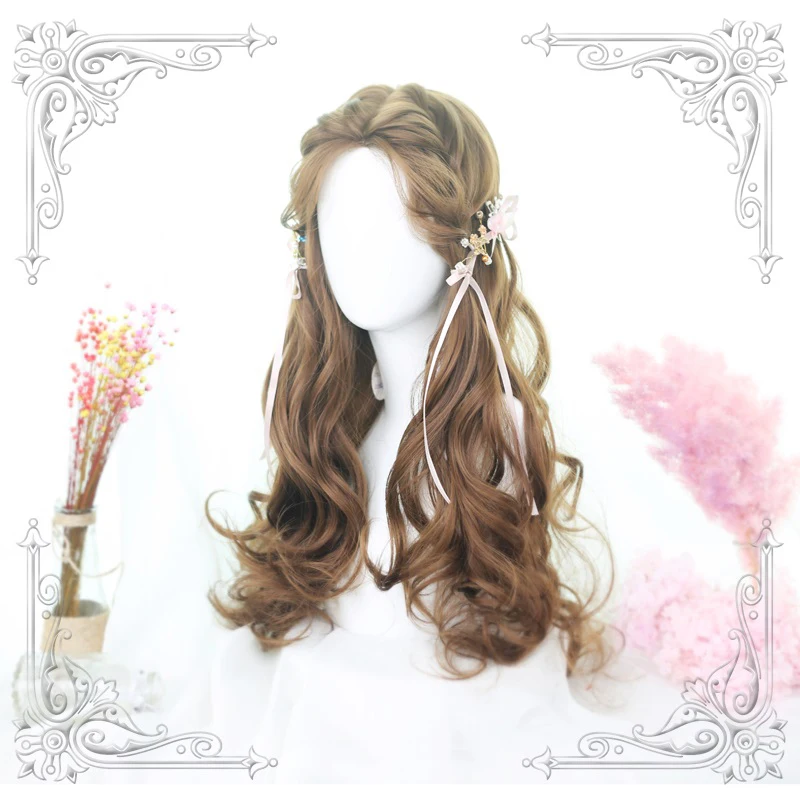 High Quality Soft Girl Lolita Angel 65Cm+ Honey Pudding Color Middle Parting Wig