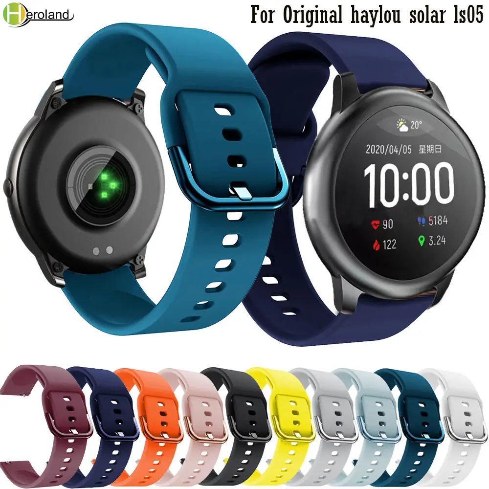 Silicone Smart Wristband Strap para Xiaomi, Pulseira, Pulseira, Banda para Haylou RT, LS05S, Sport, Original, 22mm, Solar, ls05