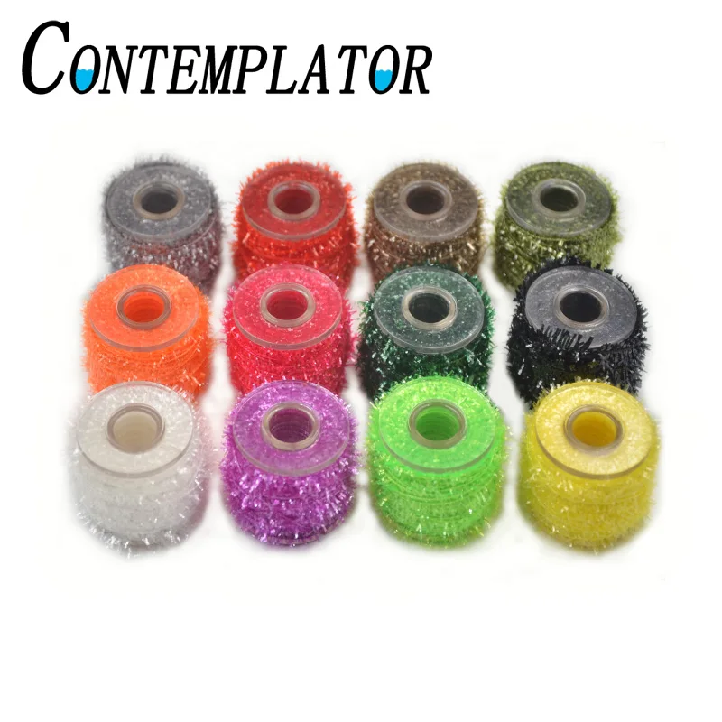 

CONTEMPLATOR 12optional colors Cactus Tinsel Spool Crystal Flash Yarn Ice Chenille Fly Tying Materials For Bass Pike Flies