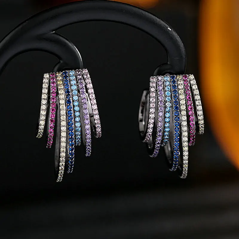 

1pair Sexy Woman Black Gold Earrings Stud Fully-jewelled CZ Earrings Luxury Hyperhole Fashion Jewelry