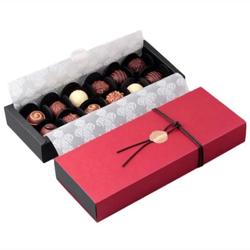 

Gift Packaging Storage Box, Blue and Red Chocolate Carton Boxes, Valentine's Day, Christmas, Birthday Party, 24*9*3.5cm, 10 Sets