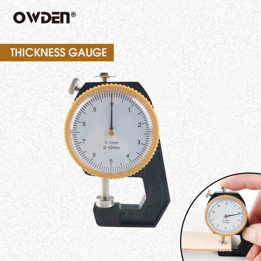 OWDEN Micrometer-Tester 0-10mm Dial Thickness Gauge Leather Paper Thickness Meter Tester