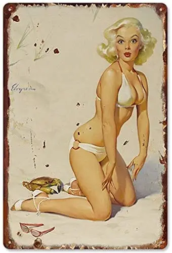 

Zyalex Tin Signs Retro Sexy Girl Plaque Metal Vintage Movie Poster Pin Up Girl Tin Sign Wall Decor Bar Pub Club