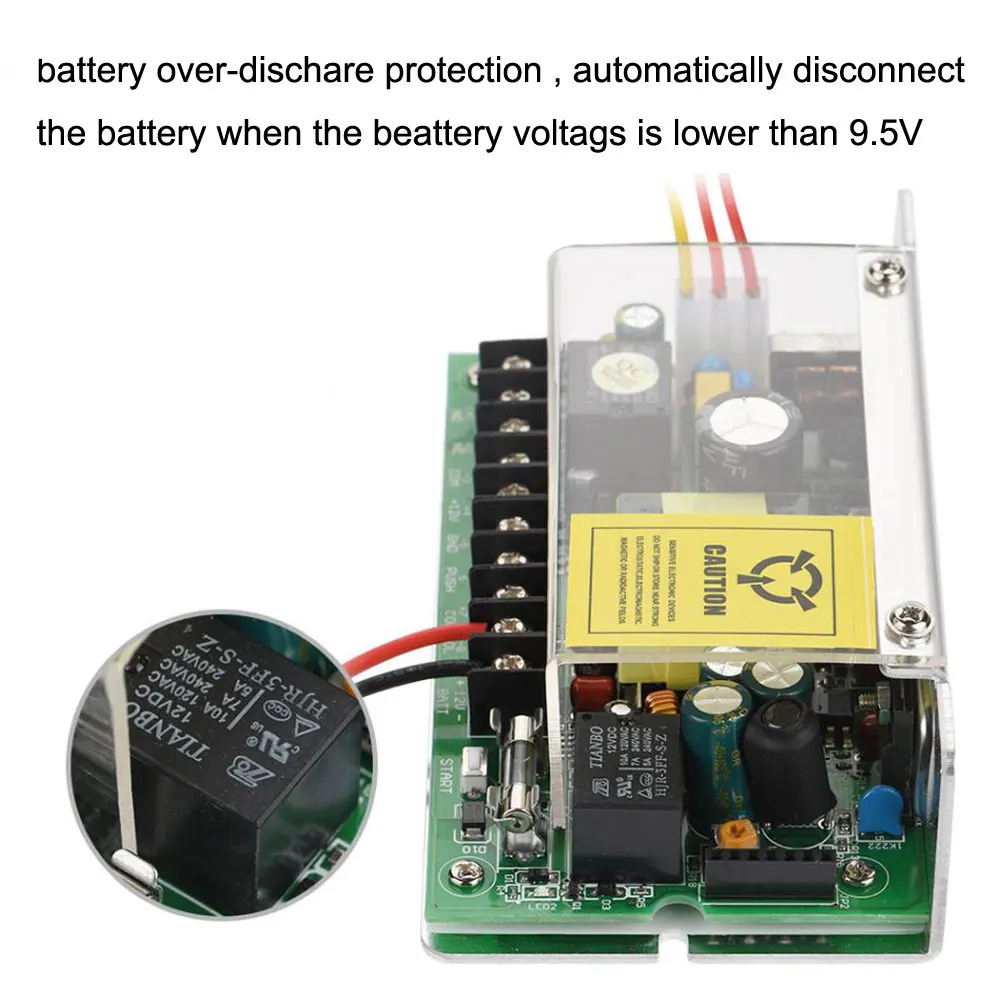 Alimentation électrique pour système de contrôle d'accès Finerprint, prise en charge de la charge de la batterie, interrupteur à distance, AC 110-240V à DC 12V, 5A, 50W