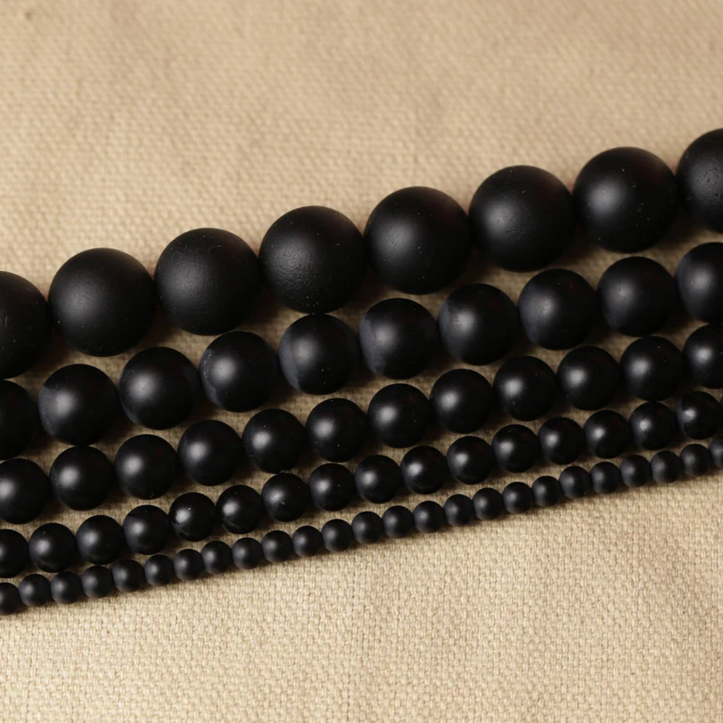 free delivery Natural Stone Black Matte Onyx Agates Round Beads Frost Dull Polish Agat Beads for Jewelry Making 15.5 inches 4/6/