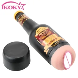 IKOKY Silicone Vagina Realistic Pussy Portable Beer Bottle Soft Sex Oral Manual Male Masturbator Erotic Sex Toys for Men