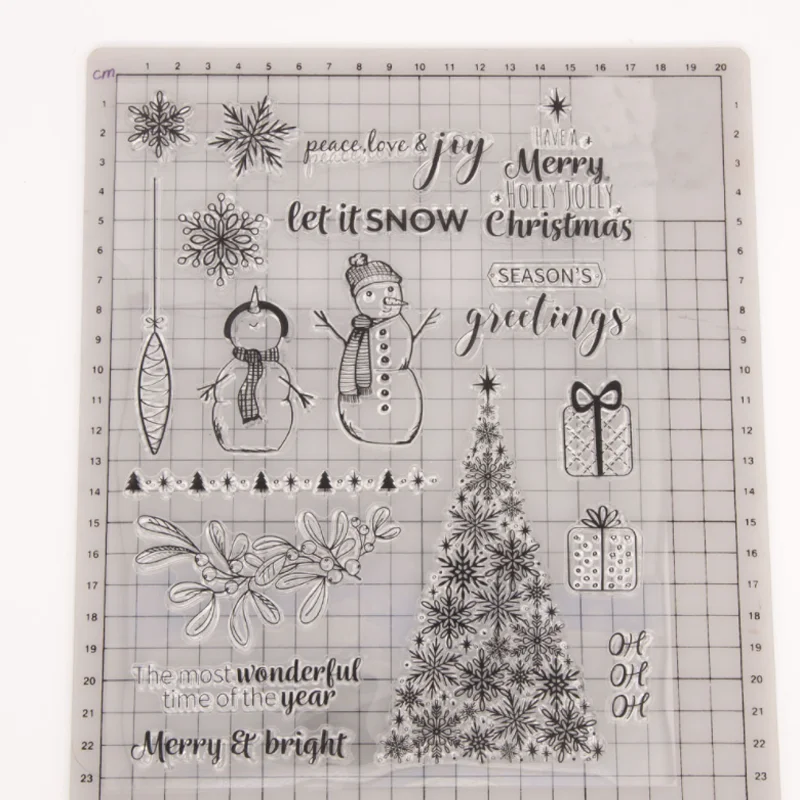 Albero di natale timbro trasparente timbro in Silicone trasparente taglio Scrapbook fai-da-te gomma colorazione diario in rilievo Decor riutilizzabile