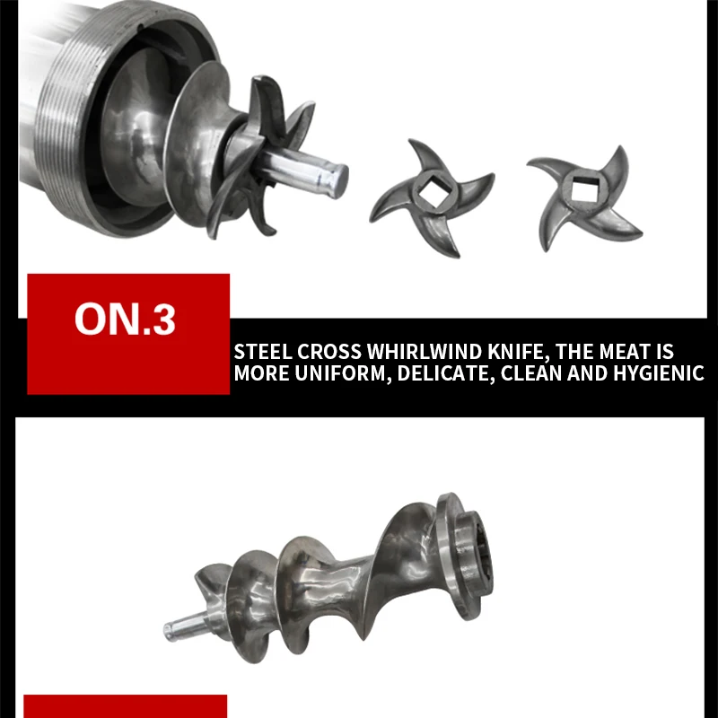 Moedor de carne elétrico com aço inoxidável, moedor de frango, moedor de carne de linguiça de 250w, 80 kg/h moedor de carne de mesa doméstico