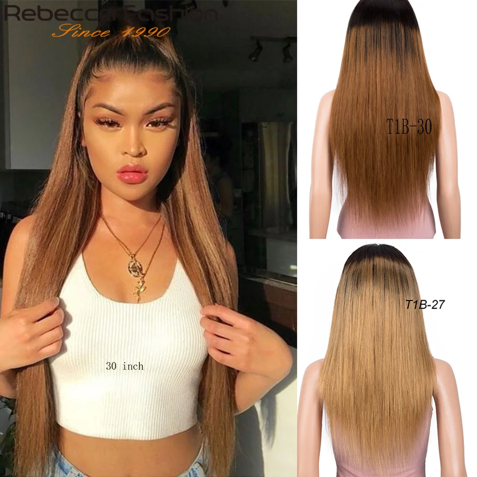 

Rebecca 4x4 Ombre Blonde Lace closure Wig Malaysian Body Wave Human Hair Wigs Remy Colored Lace Front Wig T1B 27/30/99j 30 inch