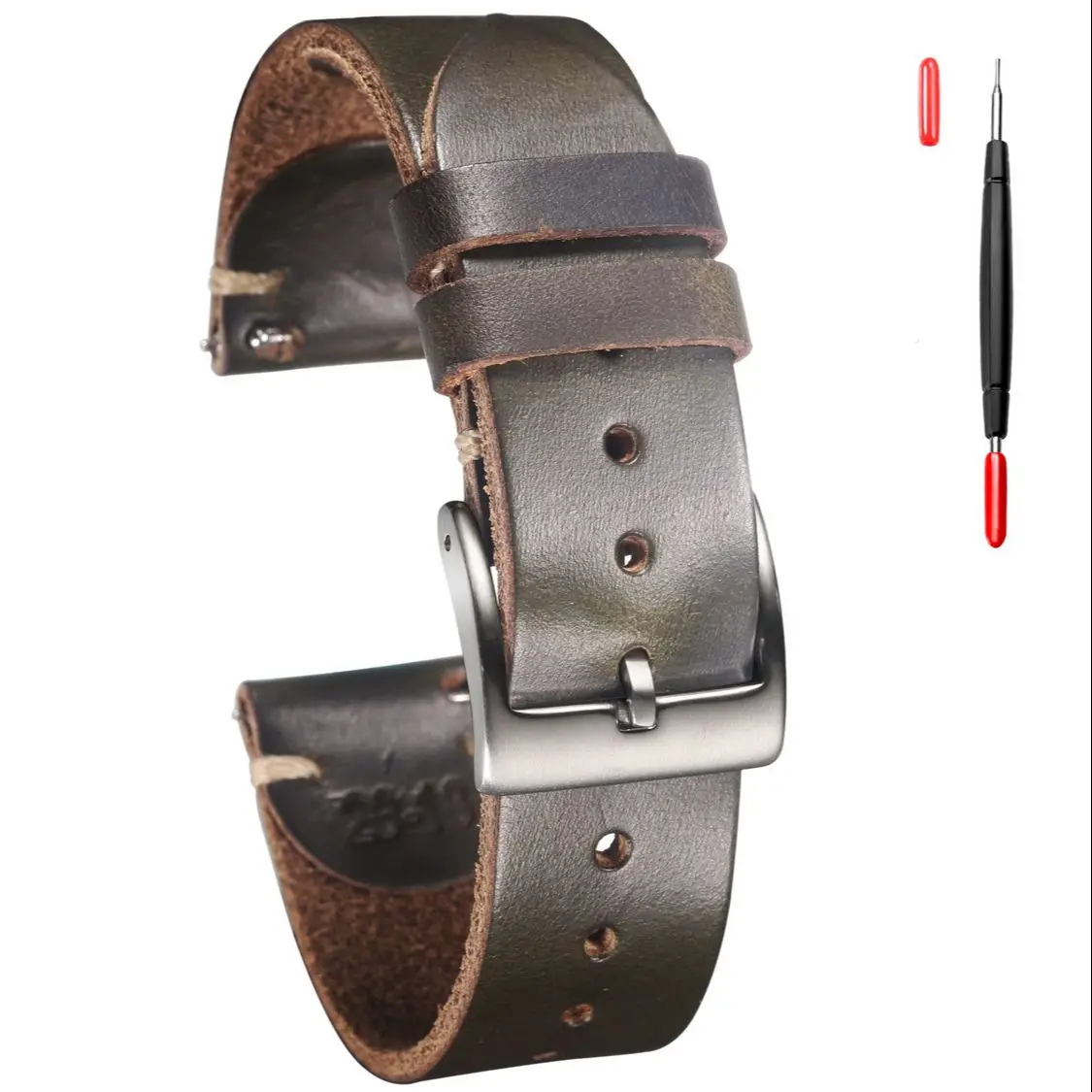 HEMSUT 100% Echt leder Uhren armbänder mit Schnell verschluss Horween Horse hide Vintage Armband für Männer 22 mm18mm19mm20mm 4