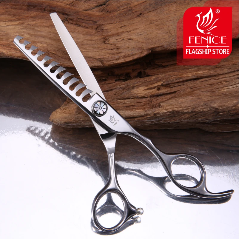 Fenice 6.0inch Professional Thinning Scissors 11 Tooth Dog Grooming Shears Chunker Shears for Groomer