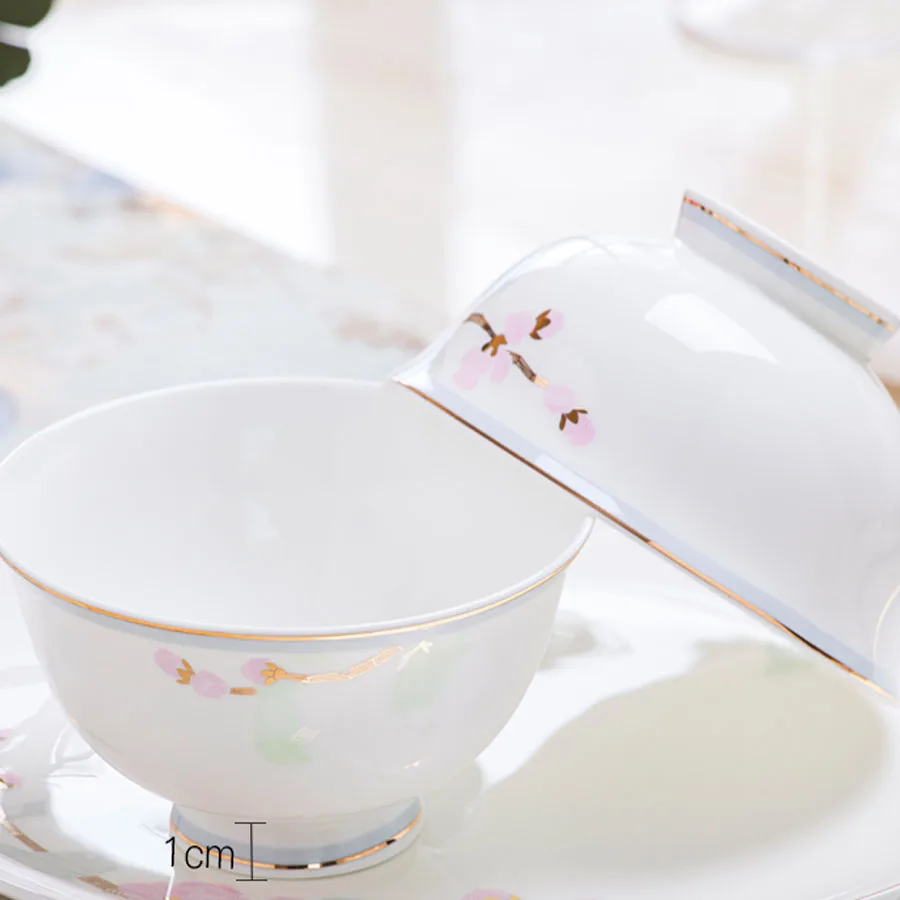 60 Heads jingdezhen ceramics Dinnerware Dinner Tableware Bone China Dishes Set Pot Rice Bowl Salad Noodles Bowl Dish Bowl