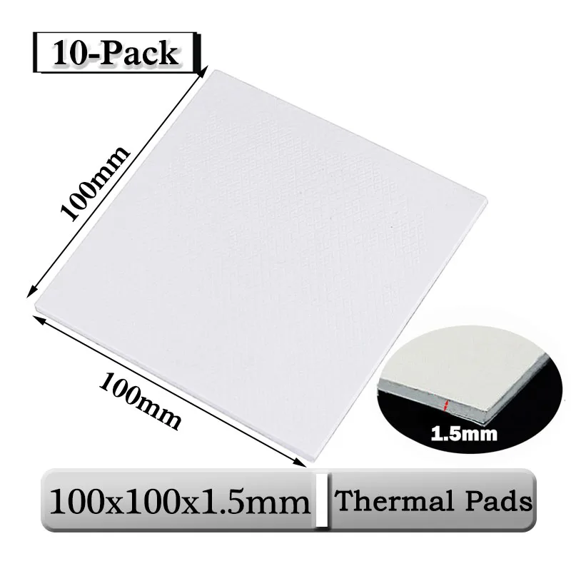 10ピース/ロットgdstime 100ミリメートル × 100ミリメートル × 1.5ミリメートルホワイト0.15センチメートル15ミリメートル薄肉cpu冷却パッド100ミリメートル冷却伝導性シリコーン