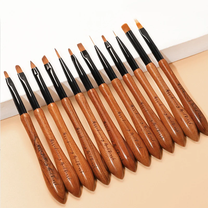 

Nail Brush For Acrylic Application Round Nail Art Imported PBD Nylon Hair Wood Handle Gel Builder Manicure Brush Drawing Tools