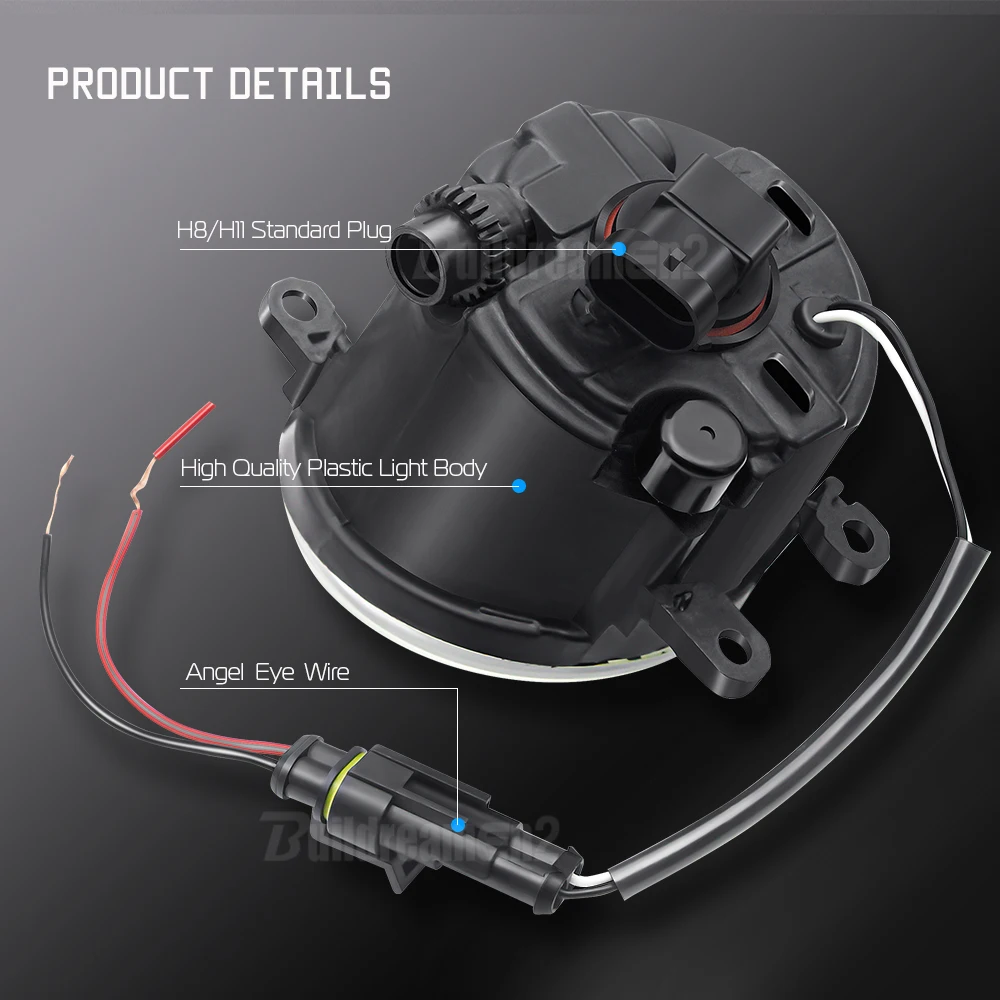 2 X Car Angel Eye Fog Light LED Lens DRL Fog Daytime Lamp 30W For Toyota Prius Tacoma Corolla Camry Sienna Avalon Tundra Estima