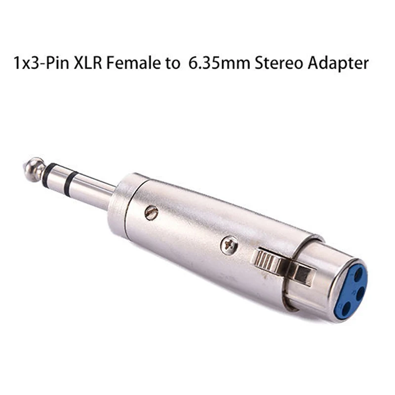 1pc 3-Pin XLR Female To 1/4 6.35mm Stereo Male Plug Audio Cable Cord Mic Adapter