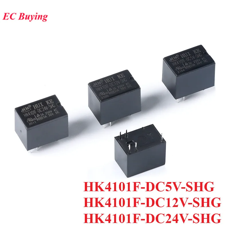 5 peças/1 peça relés hk4101f HK4101F-DC5V-SHG HK4101F-DC12V-SHG HK4101F-DC24V-SHG dc 5v 12v 24v 3a relé de sinal conversor de 5 pinos rele