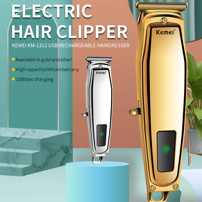 Kemei USB Professional Hairdresser Haircuts Clipper Kerner Hair Cutting Machine Kimei T Trimmer Cordless Males Finishing Cutters