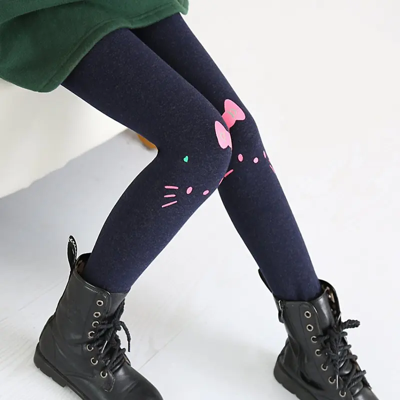 Autumn Winter Girls Thickening Leggings Cute Cartoon Plus Velvet Children's Warm Elasticity Trousers Kids Princess Boots Pants