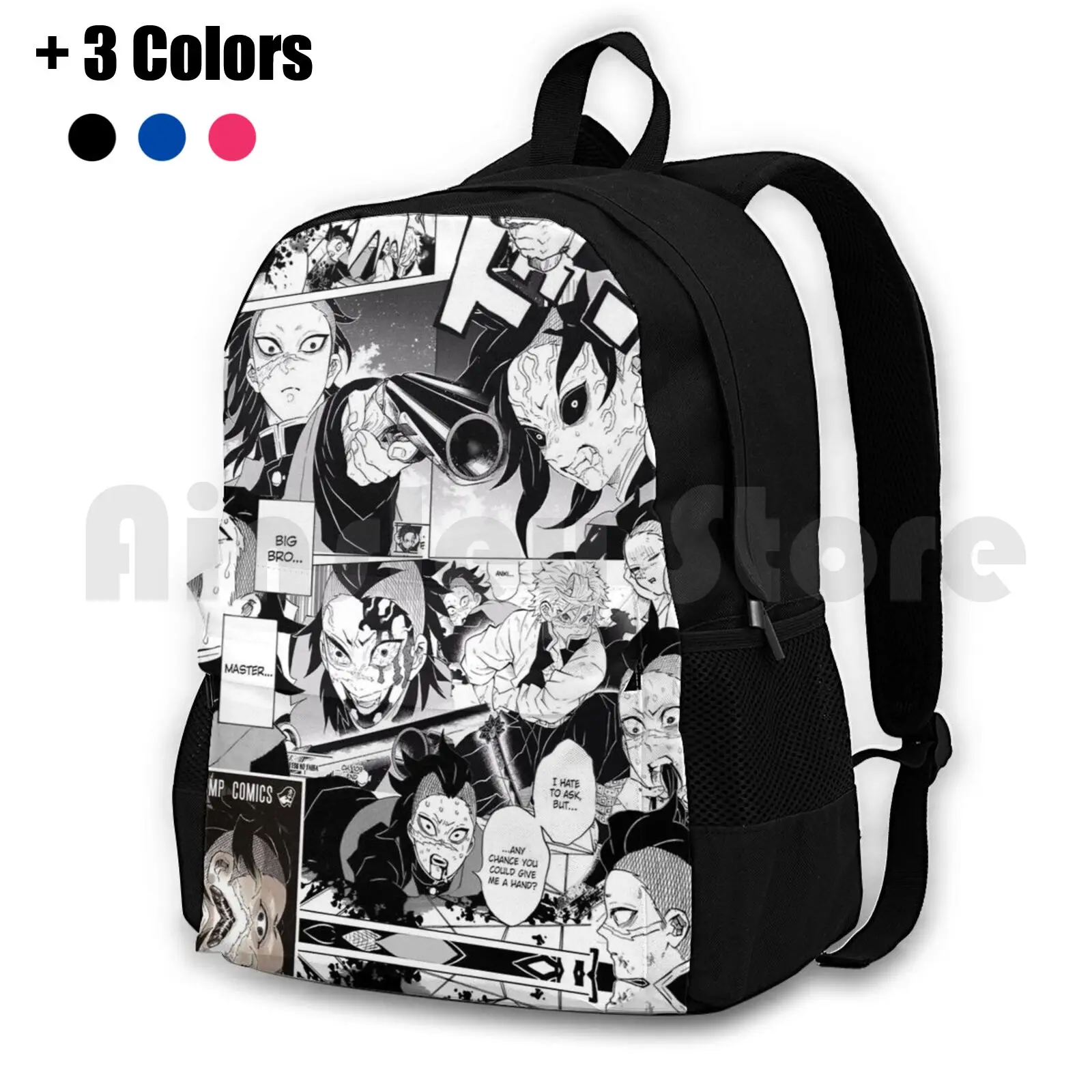 Genya Demon Collage Outdoor Hiking Backpack Riding Climbing Sports Bag Genya Demon Collage Manga Anime Kimetsu No Yaiba Kny