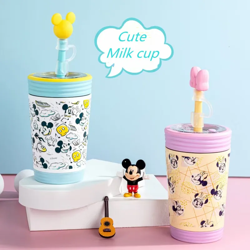 

450ml Disney Mickey thermos bottle Cartoon water cups travel mug for kids 316 stainless steel Vacuum Flask for children Milk cup