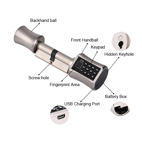 

Bluetooth Cylinder TUYA app password fingeprint Biometric Electronic Smart Door Lock Digital Keypad Code Keyless Lock Airbnb