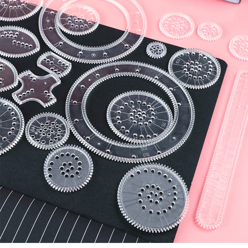 Spirograph Drawing toys Ruler set Interlocking Gears Wheels Puzzle Geometric Drafting Tools Accessories Creative Education