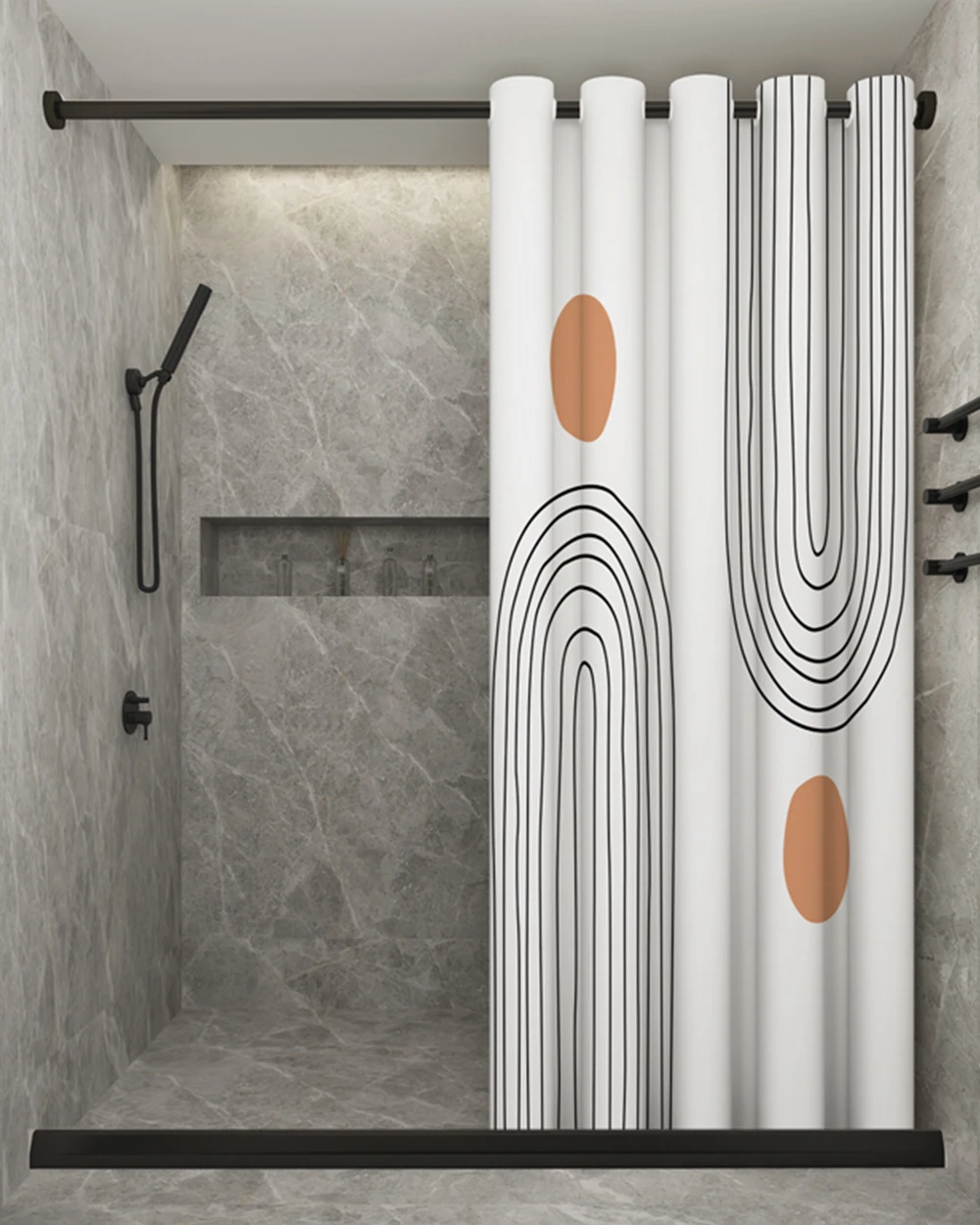 

NEW Waterproof Shower Curtain with Roman Hole, Hanging Curtain, Toilet Partition, Bathroom Partition, Not in and Abstract Sand